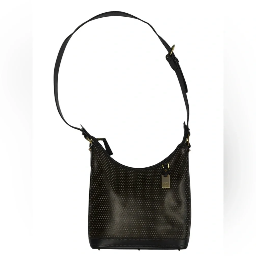 Vintage Dooney & Bourke Perforated Black Tan Cabriolet Shoulder Purse Serialized